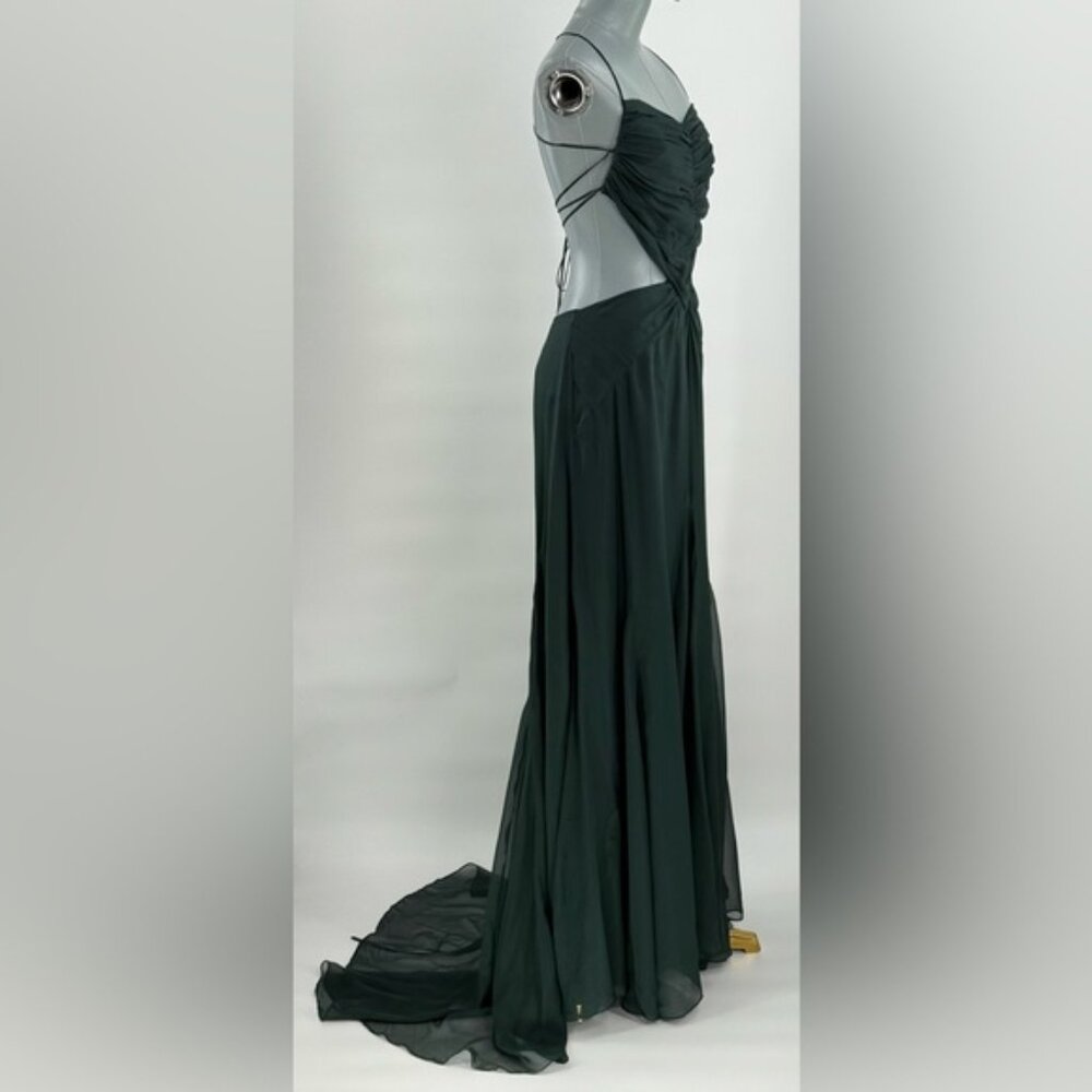 🆕 CULT GAIA 🧿 NWOT Aphea Silk Cut Out Backless Dress, Forest Green - Sz US 4 - Picture 5 of 17